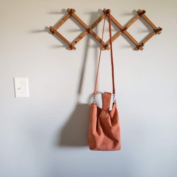 Zara Handbags - ZARA Salmon Coral Leather Clutch Shoulder Bag